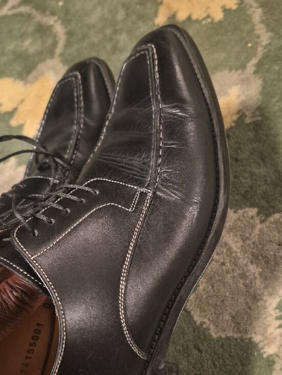 Santoni Black Leather Lace-Up Oxfords main image 8